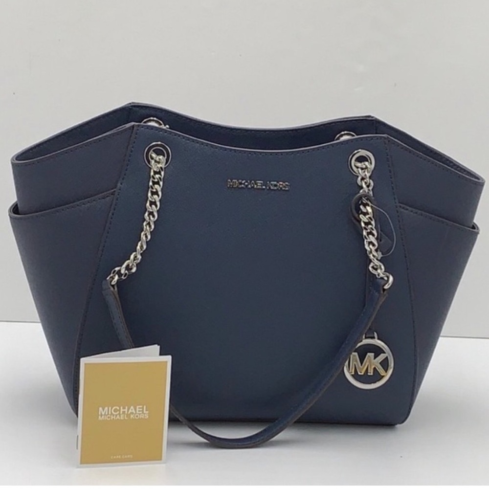 Michael Kors Jet Set Large Saffiano Leather Shoulder Bag Navy